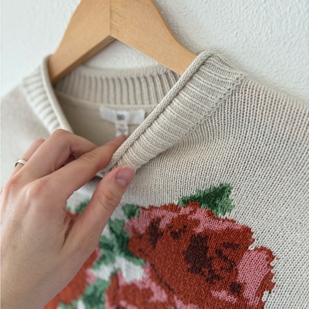 BP Cream Sweater with Red Floral Design - Picture 5 of 6